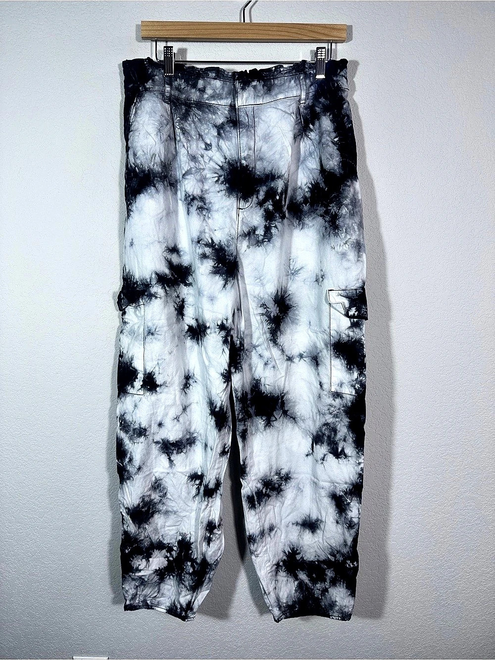 BP Tie-Dye Joggers in Black & White size large festival boho